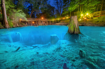 Morgan Spring Illuminated at Night on the Withlacoochee River in Florida