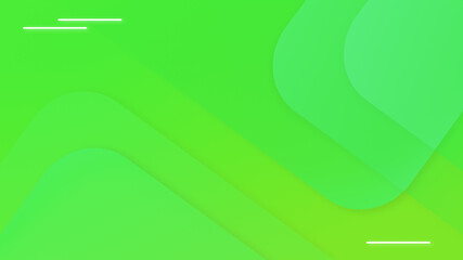 Layered and transparent geometric vibrant light and neon green shapes on green background. Abstract high resolution full frame modern template with copy space.