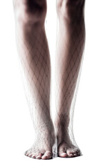 Young girl wearing colorful socks. transparent background. Generative AI