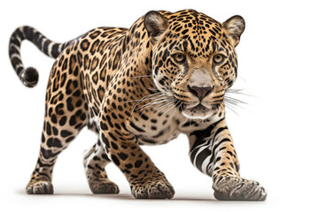 Angry leaping tiger on transparent background, ultra sharp. Generative AI