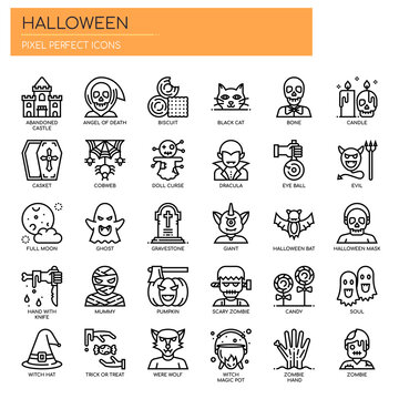 Halloween Elements , Thin Line and Pixel Perfect Icons