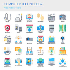 Computer Technology , Thin Line and Pixel Perfect Icons.