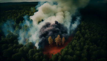 A fire is burning in the forest. Generative AI