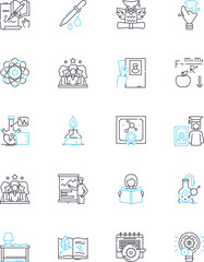 Online college linear icons set. E-learning, Distance education, Virtual classrooms, Web-based courses, Internet-based learning, Online lectures, Digital classrooms line vector and concept signs