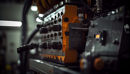 platform for hosting contemporary Internet contents. Rack housing server data storage hardware. The equipment in the data center is connected by a lot of network cables. Generative AI