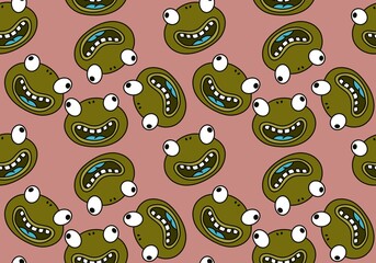 Cartoon kawaii animals seamless frogs pattern for wrapping paper and fabrics and linens and kids clothes print