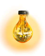 Vintage light bulb ,isolated PNG, digital drawing