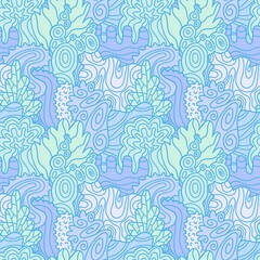 Summer abstract doodle ocean floral seamless coral pattern for fabrics and packaging and wrapping paper