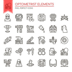 Optometrist Elements , Thin Line and Pixel Perfect Icons.