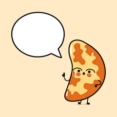 Cute funny Brazilian nut with speech bubble. Vector hand drawn cartoon kawaii character illustration icon. Isolated on brown background. Brazilian nut character concept