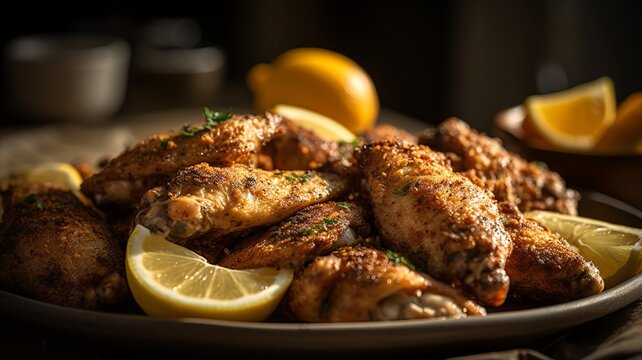 Zesty Lemon Pepper Chicken Wings on a Platter