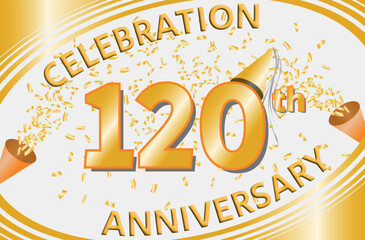 Celebration Anniversary 120 Years with Golden Confetti