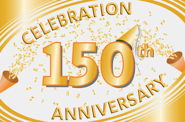 Celebration Anniversary 150 Years with Golden Confetti