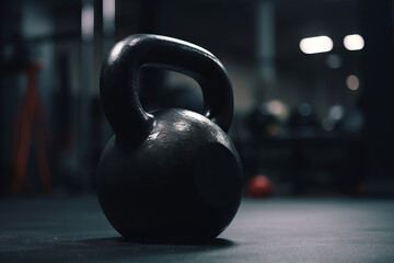 Obraz na płótnie Canvas An empty gym awaits, its kettlebell poised for the next workout, embodying the dedication and strength required for a fitness journey and pursuit of a healthier lifestyle. Generative AI.