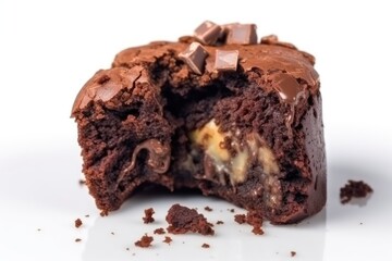 chocolate cake with a missing slice. Generative AI