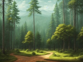 Road in the forest, Generativa AI