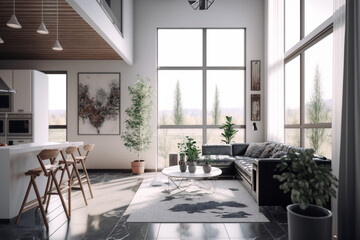 White modern house interior AI