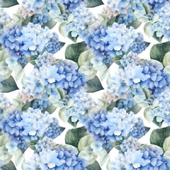 Hydrangea - Seamless Floral Print - Seamless Watercolor Pattern Flowers - perfect for wrappers, wallpapers, postcards, greeting cards, wedding invitations, romantic events.