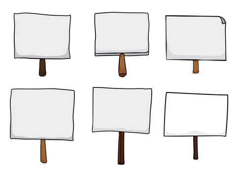 Set of placards with blank space in cartoon style, Vector illustration