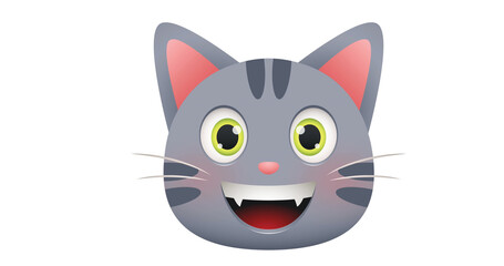 Composition of cat icon on white background