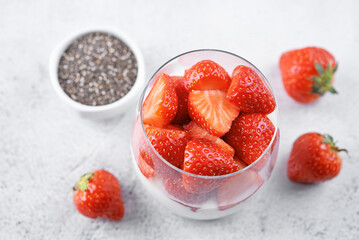 Greek yogurt Chia seeds strawberry parfait