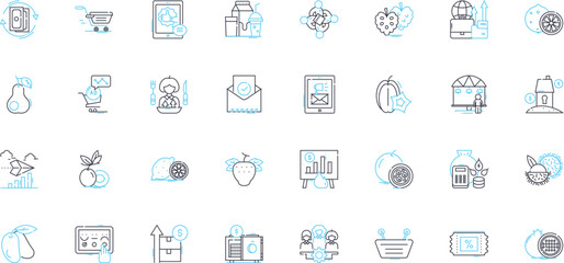 Commerce centers linear icons set. Logistics, Warehouse, Distribution, Fulfillment, Shipping, Retail, Inventory line vector and concept signs. Supply chain,Storage,E-commerce outline illustrations