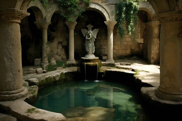 The Pool of Bethesda is a biblical site in Jerusalem that is associated with healing and miracles. According to the Gospel of John, an angel would occasionally stir the waters of the pool, and the fir