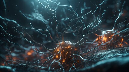 Neuron cells concept close-up. AI generated
