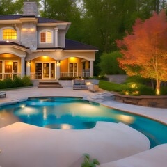 Fototapeta premium gorgeous house Backyard232, Generative AI