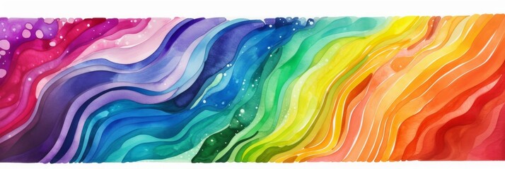 Watercolour abstract vivid rainbow pattern. Happy pride month. Pride abstract background, hand drown effect. Rainbow background. Generative AI.
