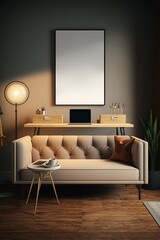 Poster mockup modern living room interior
