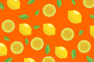 Citrus pattern, slices of lemon. Fresh organic tropical fruit background. Vegetarian design full of vitamins, creative summer refreshing concept