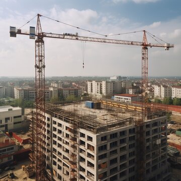 construction site of a high-rise structure. generative ai