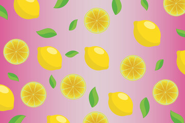 Citrus pattern, slices of lemon. Fresh organic tropical fruit background. Vegetarian design full of vitamins, creative summer refreshing concept