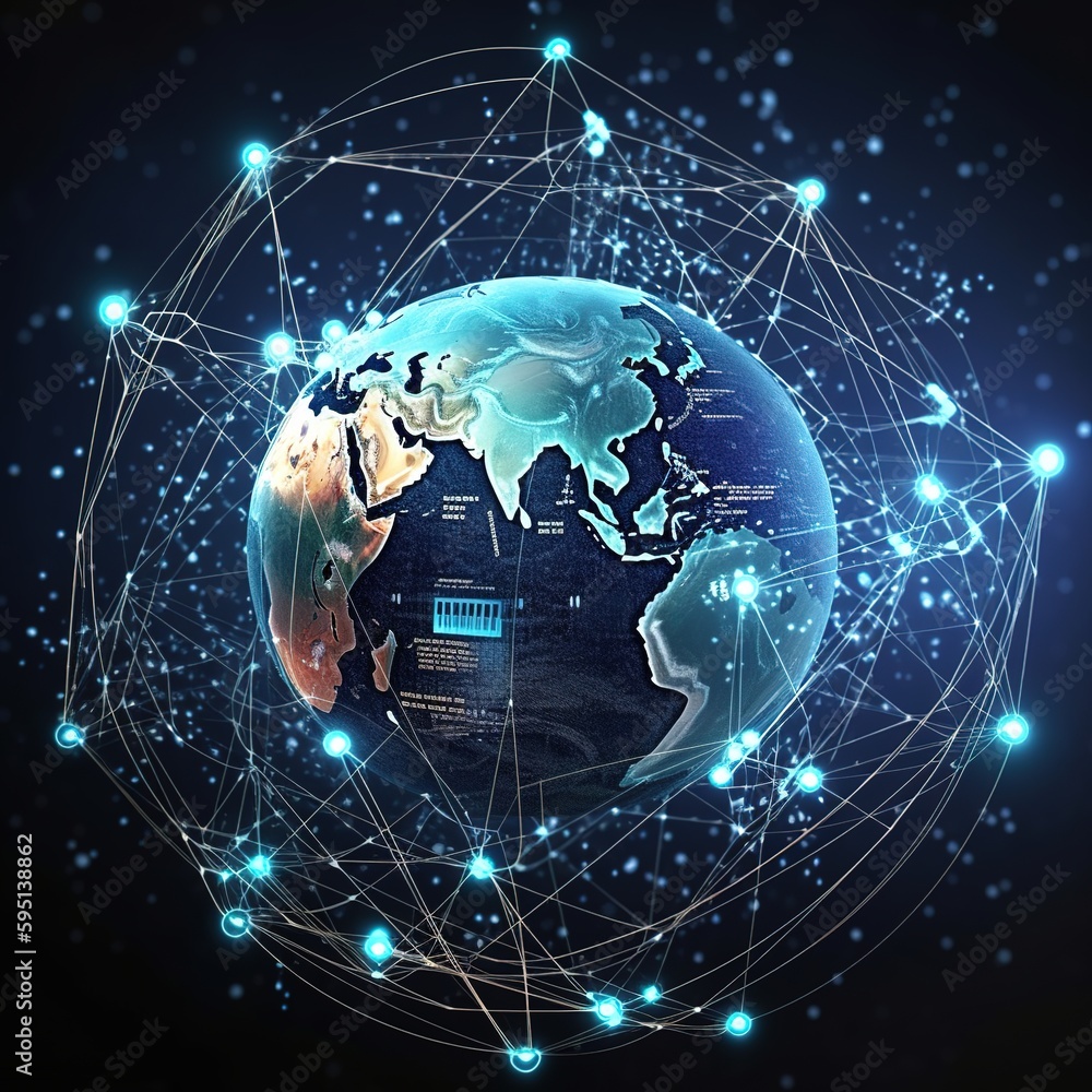 Poster global networking on data connection. science. big data. internet technology. business. communicatio