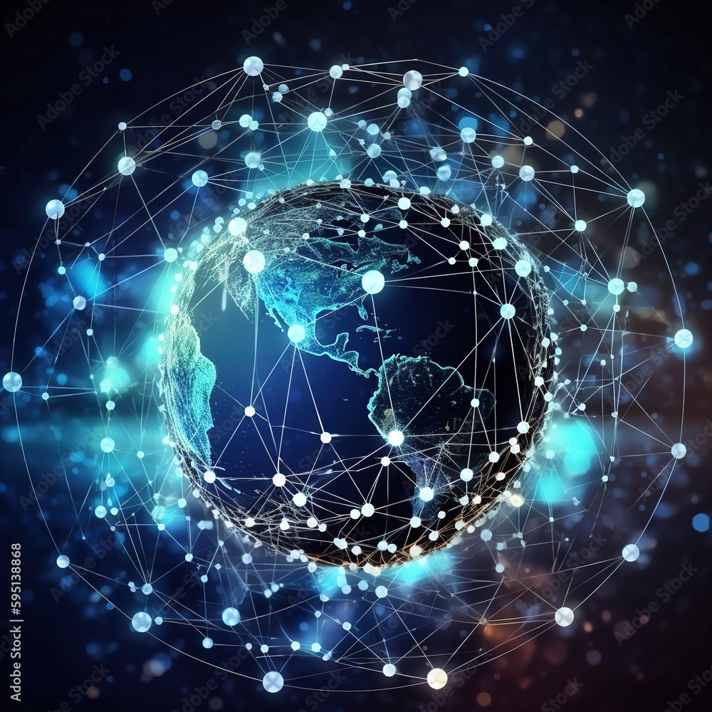 Poster global networking on data connection. science. big data. internet technology. business. communicatio