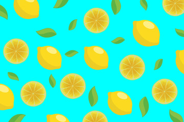 Citrus pattern, slices of lemon. Fresh organic tropical fruit background. Vegetarian design full of vitamins, creative summer refreshing concept