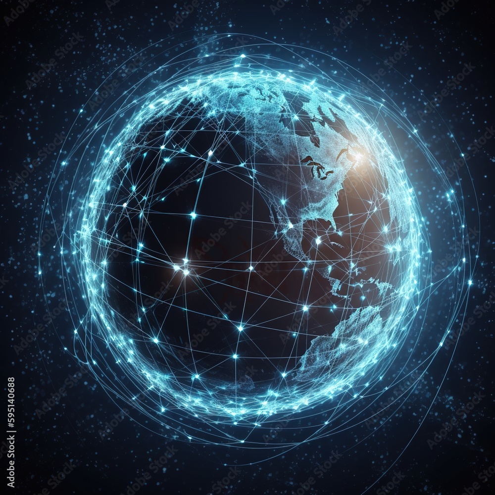 Poster global network modern creative telecommunication and internet connection. concept of 5g wireless dig