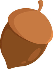 Illustration of an acorn on a transparent background. Picture brown acorn. Illustration for a children's book, education, children's picture, children's alphabet, letter A, education for children. 