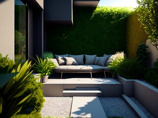 living room with garden AI Generative