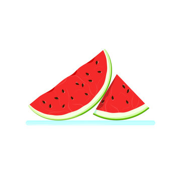 Half and a slice of watermelon. Vector illustration