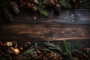Christmas background, pine, space for text , Generative AI