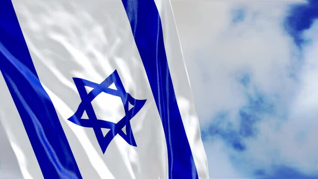Israel Flag. Concept Video 4K 3D: Citizenship Israel, Repatriation, Immigration, Independence Day, elections in Israel and Israeli Memorial Day