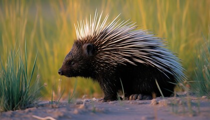 A porcupine in a grassland ai, ai generative, illustration