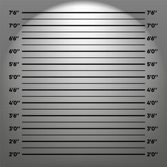 Police lineup mugshot background. Shot Up photo for arrest. Background for photos of the criminal. Mugshot concept. Vector illustration.