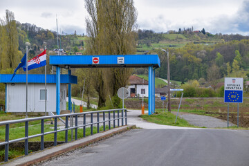 Border crossing between Croatia and Slovenia. Croatia become the 27th country of the Schengen Area. 