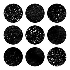 Grunge Stamps Collection. Circles with dirty texture. Banners, insignia, logos, icons, labels and badges Set. Grunge template. Distressed textures. Vector illustration.