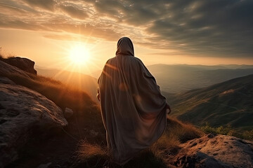 jesus on a mountain created with Generative AI technology