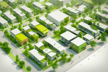 Green residential neighborhood concept, generative ai