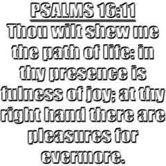 Psalms 16:11 KJV  Thou wilt shew me the path of life: in thy presence is fulness of joy; at thy right hand there are pleasures for evermore. - obrazy, fototapety, plakaty